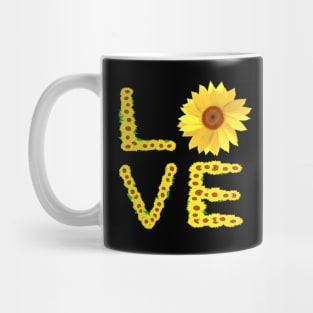 Sunflower Love (Black Background) Mug